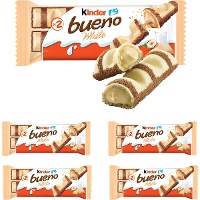 Barras Kinder Bueno de chocolate branco recheadas com creme de avelã - Kinder - 5 unidades