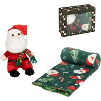 Peluche do Pai Natal com manta de 90 x 75 cm