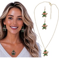 Conjunto de colar e brincos de duende natalino