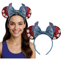 Tiara azul estilo alien com orelhas e laço