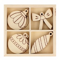 Figuras de madeira recortada para decorações natalinas - 12 unidades