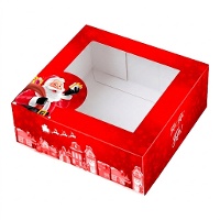 Caixa 20 x 20 x 7,5 cm para bolo decorado do Pai Natal