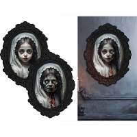 Quadro de menina zumbi de 60 x 40 cm - 1 unidade