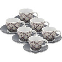 Conjunto de 6 xícaras espresso de 90 ml com padrão de ladrilho hidráulico
