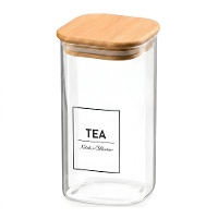 Frasco de 1,2 L de borossilicato com tampa de bambu Tea