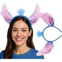 Tiara de alien azul com cabelo