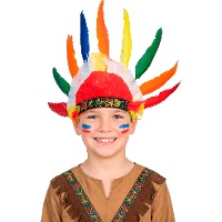 Toucado indiano para criança com penas multicoloridas