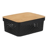 Caixa de 36 x 26 x 14 cm perfurada com tampa de bambu - 1 unidade