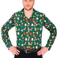 Camisa natalina verde com Papai Noel