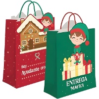 Bolsa de presente de 14 x 11,5 x 6,7 cm com Elfo - 1 unidade