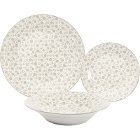 Conjunto de louça floral bege - 18 peças