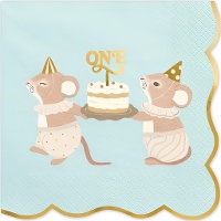 Guardanapos ONE com ratinhos 16,5 x 16,5 cm - 12 unidades