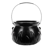 Caldeirão de bruxa com fogo negro de 18 x 13,5 cm