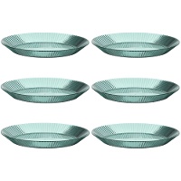 Pratos de 23 cm de plástico com riscas reutilizáveis - 6 unidades