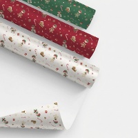 Papel de presente com elfos 2 x 0,70 m - 1 unidade