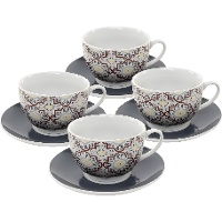 Conjunto de 4 xícaras de 220 ml - padrão de azulejo hidráulico