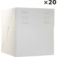 20 x Caixas para bolo de 25 x 25 x 20 cm - altura ajustável até 28 cm