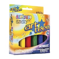 Tinta têxtil extensível 20 ml - Acrilex - 6 unid.