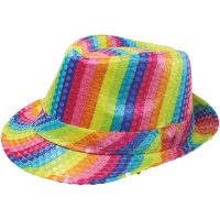 Chapéu de gangster com lantejoulas coloridas
