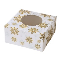 Caixa para doces ou cupcakes com flocos dourados de 17,5 x 17,5 x 8,5 cm