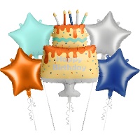 Bouquet de balões Happy Birthday multicolorido - 5 unidades