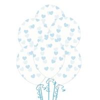 Balões de látex transparentes com corações 30 cm - PartyDeco - 50 unidades