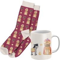 Conjunto presente de caneca e meias do Rei Mago Gaspar