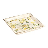 Bandeja porta-objetos quadrada com limões