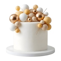 Topper para bolo com bolas amarelas, douradas e brancas - 32 unidades