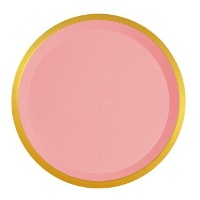 Pratos redondos com rebordo dourado 20,5 cm - 8 unid.