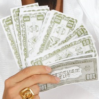 Saco com notas de dólar - 75 unid.